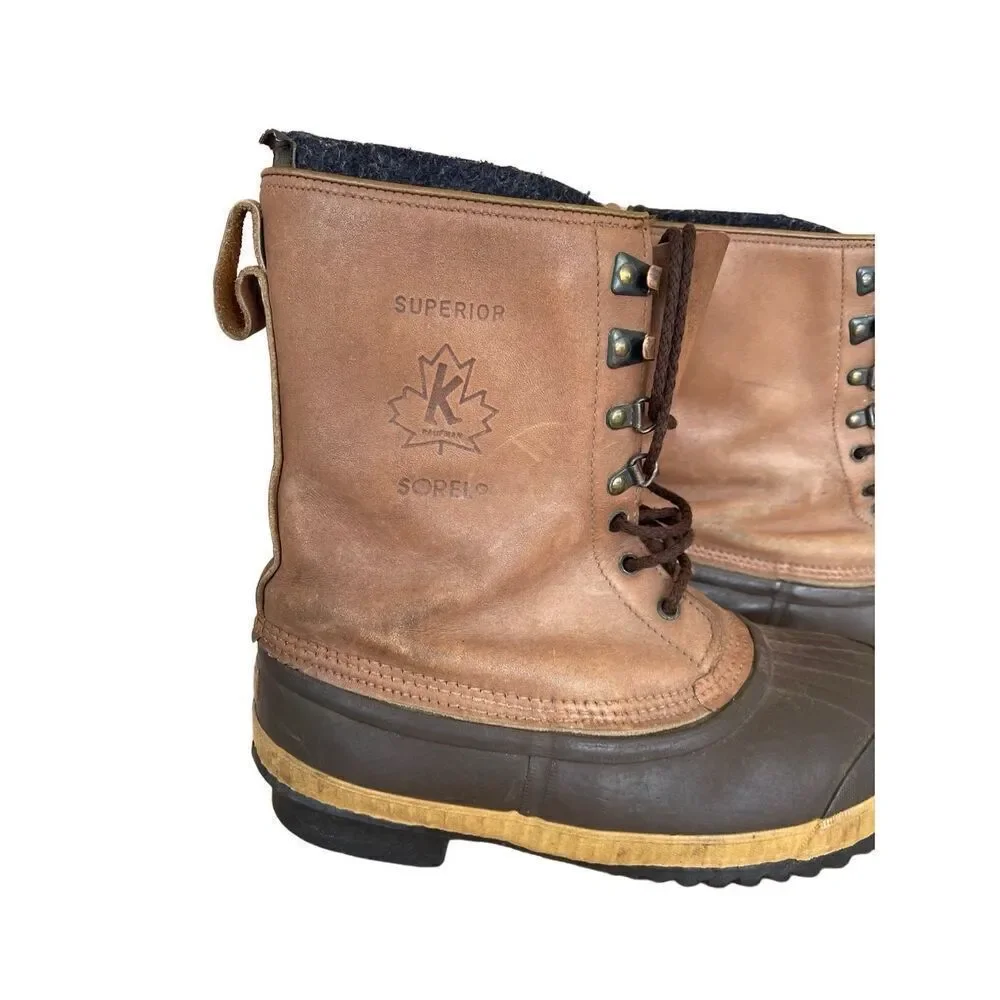 Sorel Mens Brown Tan Waterproof Leather Rubber Winter Snow Boots Size 67